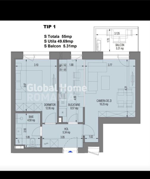 Nusco City Faza 2, apartament 2 camere, 55 mp utili.